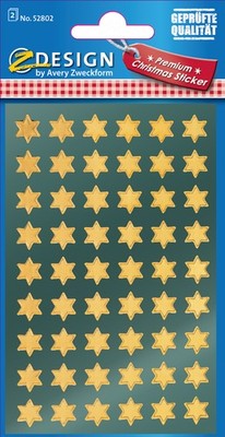 AVERY Zweckform ZDesign Weihnachts Sticker ''Sterne'' gold 2 Blatt à 54 Sticker