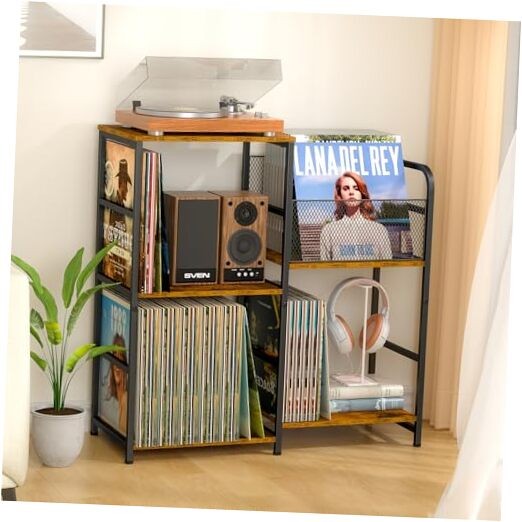 Compact Turntable Stand with Storage for 300+ Vinyl Records-image