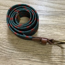 Gap Women  s Belt Green  Red Leather Tabs Woven Hipster Peasant Hike Camp - M