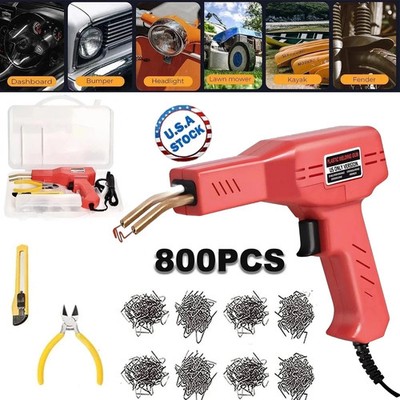 Hot Stapler Car Bumper Fender Welder Gun Plastic Repair Kit +600 Staples