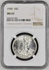 1940 P Walking Liberty Half Dollar 50C NGC MS67 — Superb Gem Uncirculated Silver