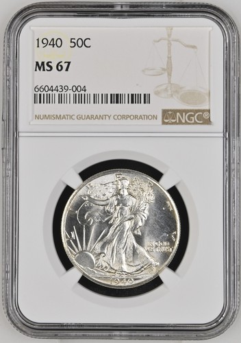1940 P Walking Liberty Half Dollar 50C NGC MS67 — Superb Gem Uncirculated Silver