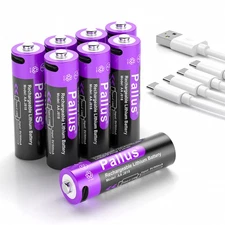 Pallus USB 1.5V AA Rechargeable Li-Ion Batteries AA Lithium Batteries 3350mWh