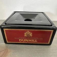Vintage DUNHILL Cigar Cigarette Ashtray Black 2-piece Square 5 X 5
