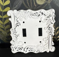 Double Switch Cover Plate Antique-White Farmhouse French Victorian Wall Cover