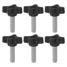6pcs Star Knobs M8 x 30mm Metric Threaded Stud 32mm 4-Point Head Clamping Screws