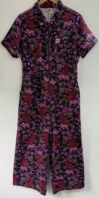Lucy & Yak Ragan Jumpsuit UK 16 Rosa Koi Bio Baumwolle Blumen Fisch Neu mit Etikett