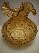 Vintage Fenton AMBER GOLD Poppy  Lamp SHADE ONLY Gone With The Wind - Beautiful!