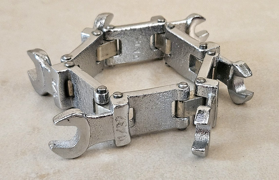 A patented folding pocket wrench set from AMCO — a genuinely ingenious pre-modern multi-tool that looks like nothing made today.