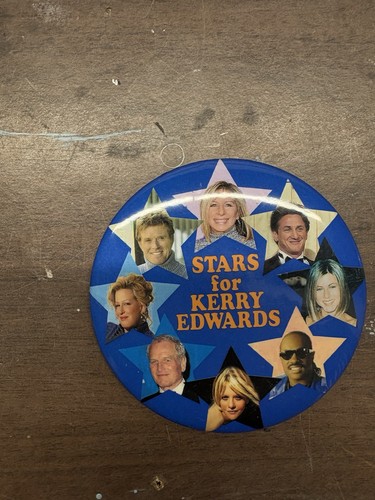 Vintage Stars for Kerry Edwards Campaign Pinback Button 4” Political 