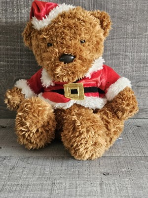 Aurora Tan Christmas Bear Plush Red Santa Claus Suit Hat 12'' Stuffed Animal