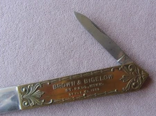 Vtg Brown & Bigelow Advertising Letter Opener / Pocket Knife No 1500 Art Nouveau
