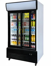 NSF ETL 48" Glass Door Refrigerator Merchandising Slide Door Cooler W/ LED