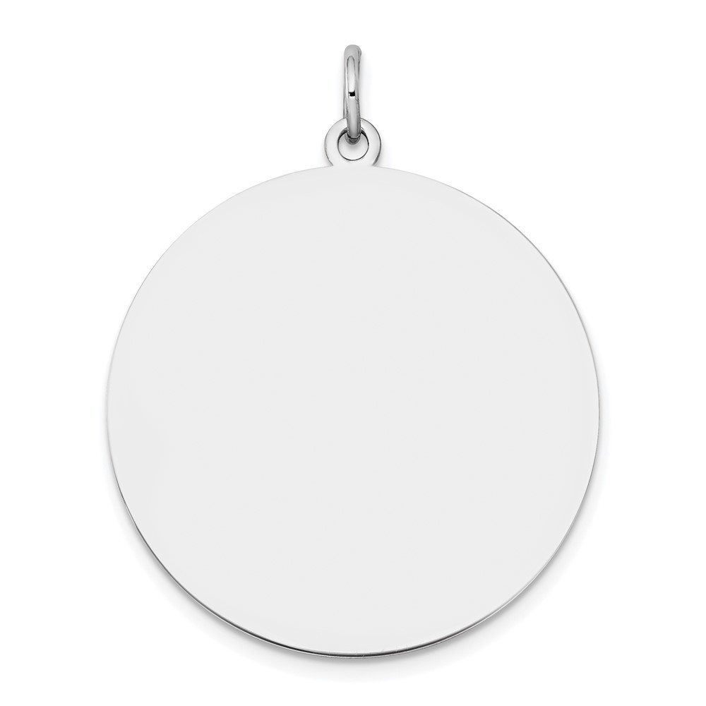 14k White Gold Plain 0.018 Gauge Round Engravable 25mm Disc Charm Pendant 3.63gm
