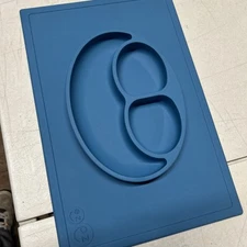 Ezpz Blue  Happy Mat Silicone Suction All In One Baby Dish And Placemat  6+