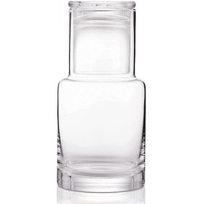 Bedside Water Carafe, Modern Night Water Pitcher with Glass Cup for Nightstan...