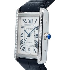 Cartier Tank Solo 3800 W5200027 Aftermarket Diamond Bezel Silver Dial Auto 31mm 3