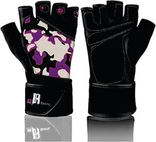 Rimsports Cross Training Wrist WRAP Gloves HalfFinger Design Purple CAMO, XS