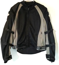 First Racing padded motorcycle jackets men size L black & gray mesh zip close