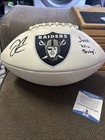 Derek Carr Autograph Oakland Raiders Super Bowl Football Just Win Baby BAS Cert