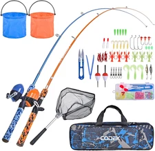 CODEK Kids Fishing Pole Set with Full Starter Kits 2 Set Portable Telescopic Fis