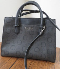GUESS Los Angeles Hensley Large Logo Monogram Handbag Black Shoulder Bag