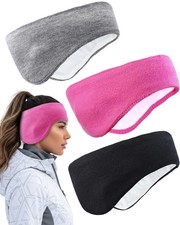 3 PCS DoubleLayer Ear Muffs Winter Warmers Headband Knit Fuzzy Lined Ski