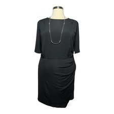 Future Collective Black Ruched Sheath Dress Size XXL Knee Length Draped Sleeve