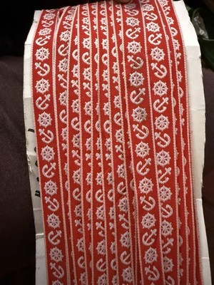 Vintage Jaquard Embroidered Anchor & Ship s Wheel Ribbon 50 Yards