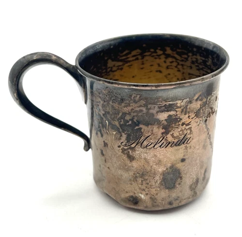 Sterling Silver Lunt 591 Baby Cup Vintage  1.7 Oz Sterling - Inscribed "Melinda"