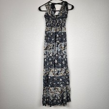Free People Small Boho Smocked Waist Midi Paisley Dress