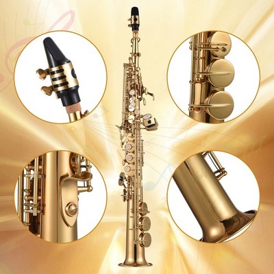 Btuty Soprano Sax Straight Saxophone Brass Bb B Flat Woodwind