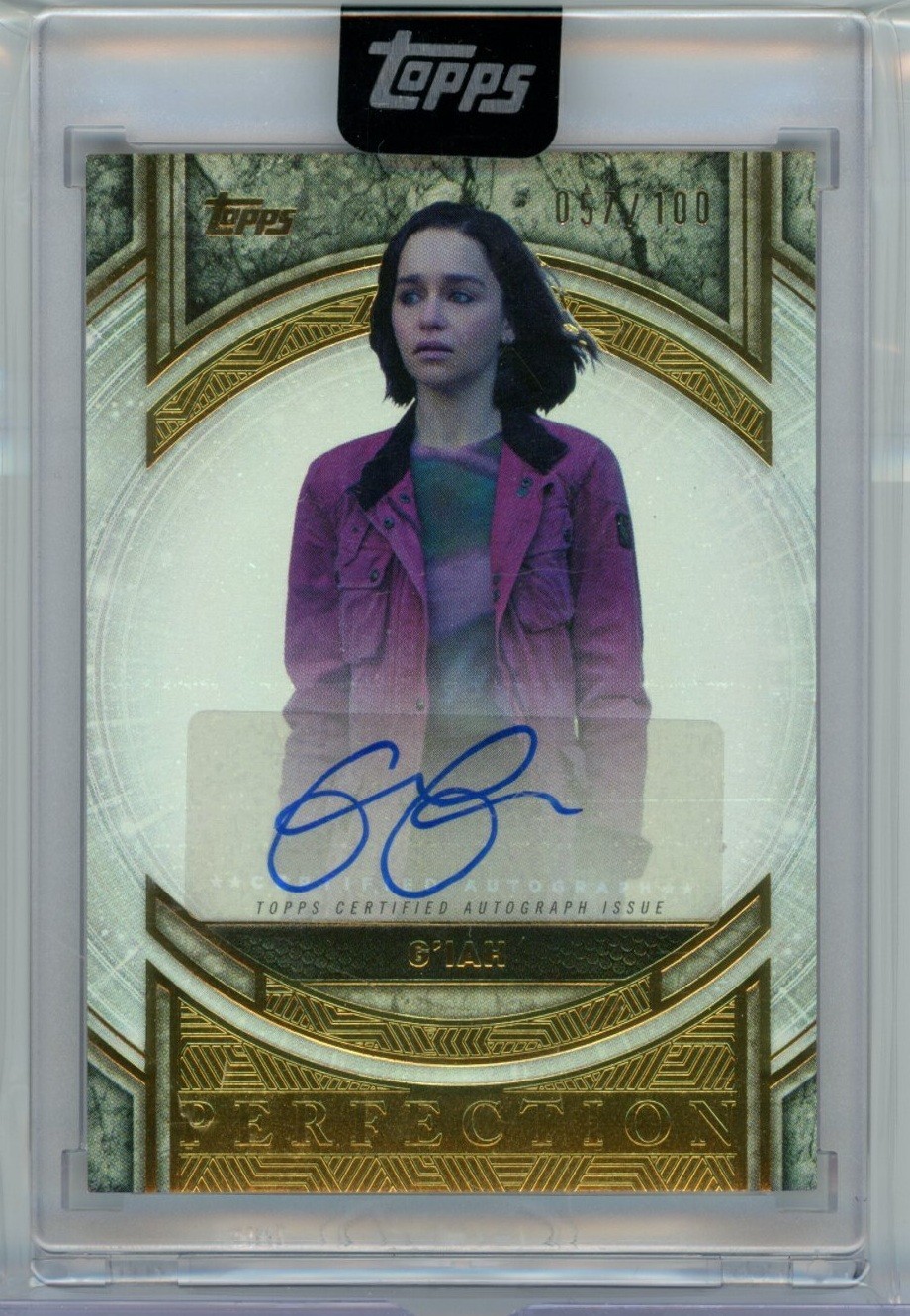 Emilia Clarke (G'iah) #MP-EC Marvel 2025 Topps The Collector Perfection Autograph trading card — raw and PSA graded price guide