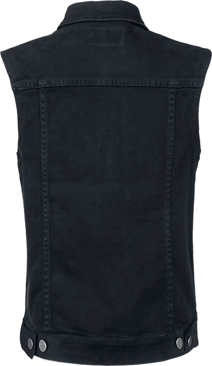 Black Premium by EMP Damen schwarze ärmellose Jeansweste mit Hemdkragen L