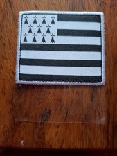 black and white Brittany flag Embroidered patch traditional ermine canton.