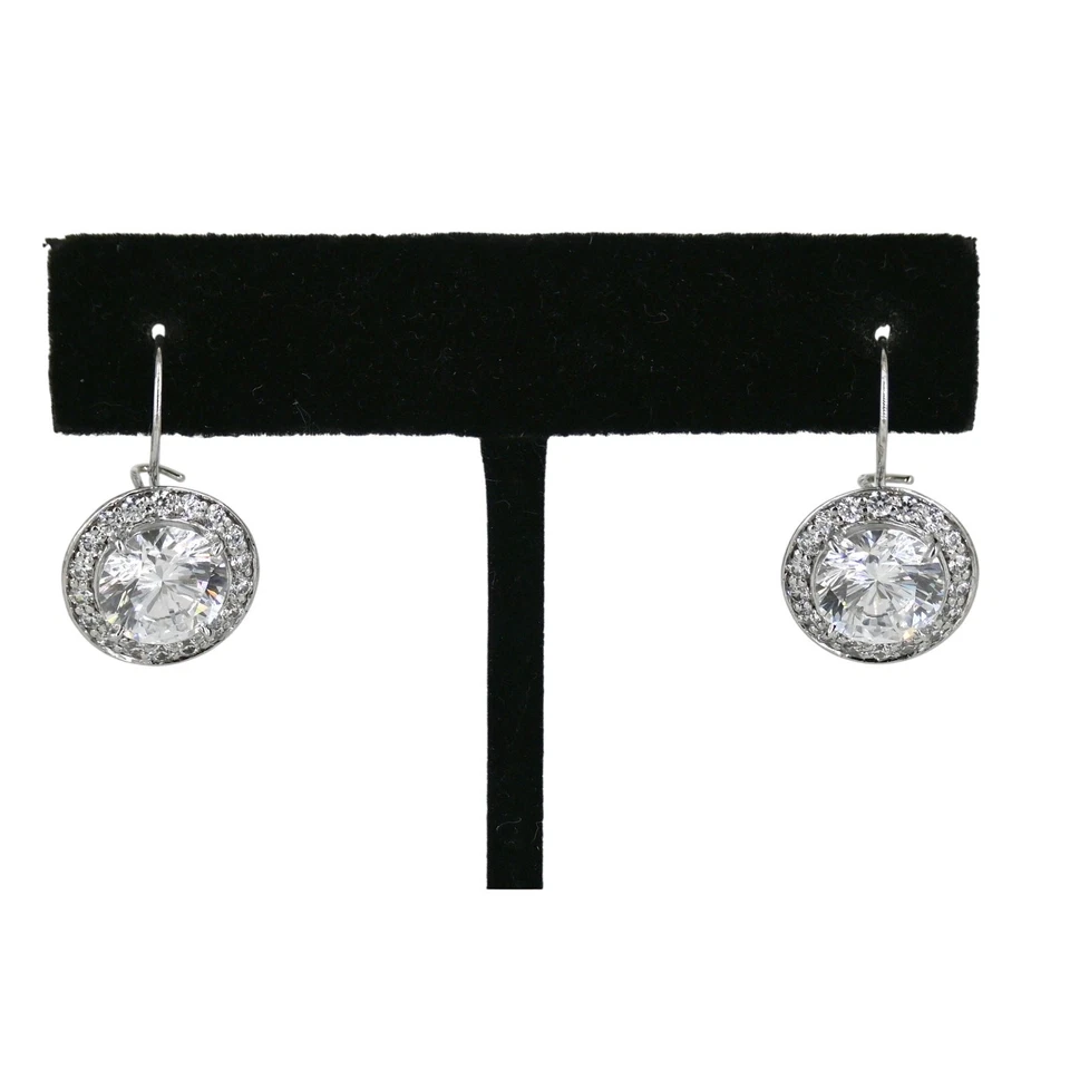  Fantasia by DeSerio Round Cubic Zirconia Elegant Drop Earrings With Box - Image 4 of 4