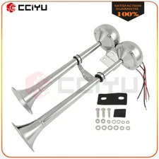 300DB Electric Boat Horn Chrome Plated Marine Grade 304 Stainless Dual Trumpets