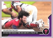 Phillies Andrew Knapp Play Nabs Dansby Swanson 2020 Topps NOW #152 Purple 11/25