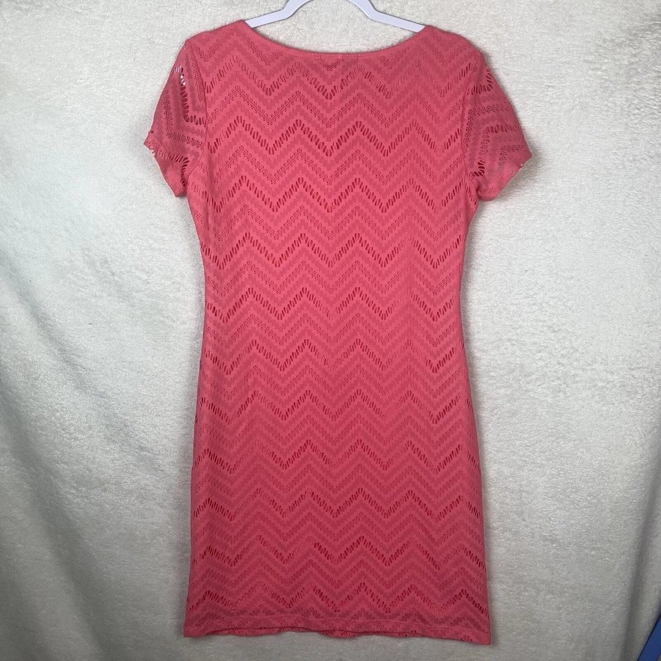 Tiana B. Vestido Mujer Mediano Barbie Rosa Manga Corta Forrado Crochet Foto 2 de 4