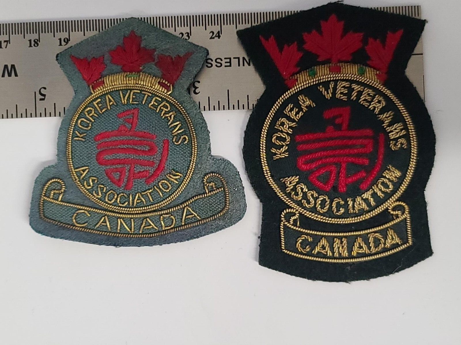 Embroidered Crests Korea Veterans Association Patches Canada Bullion 2 Lot HTF