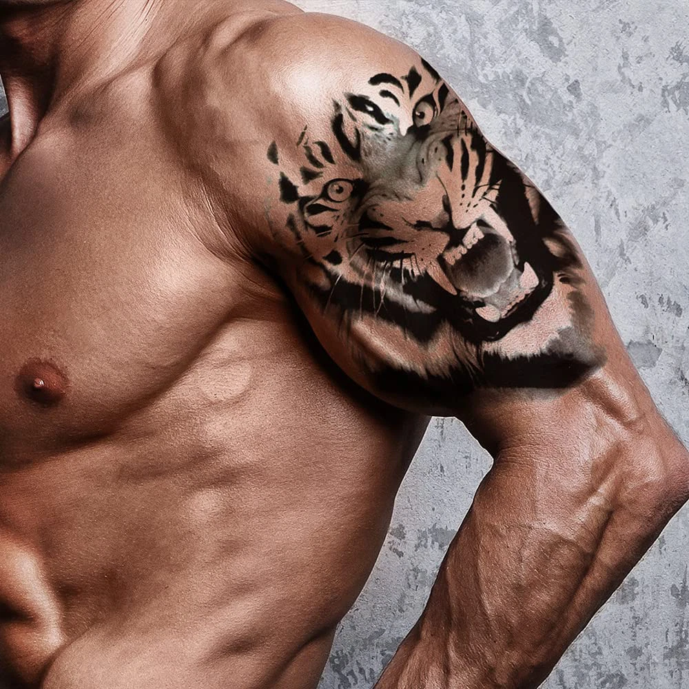 Temporary Tattoos Big Animal Print Tattoo Sticker for Men Women Black Large B...