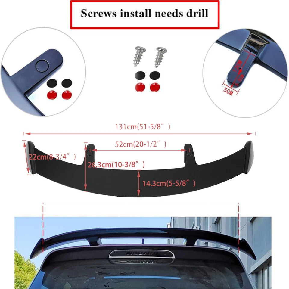 52'' Matte Rear Roof Trunk Spoiler Wing For Mercedes Benz A45 A180 A200 A250 AMG - Image 2 of 4