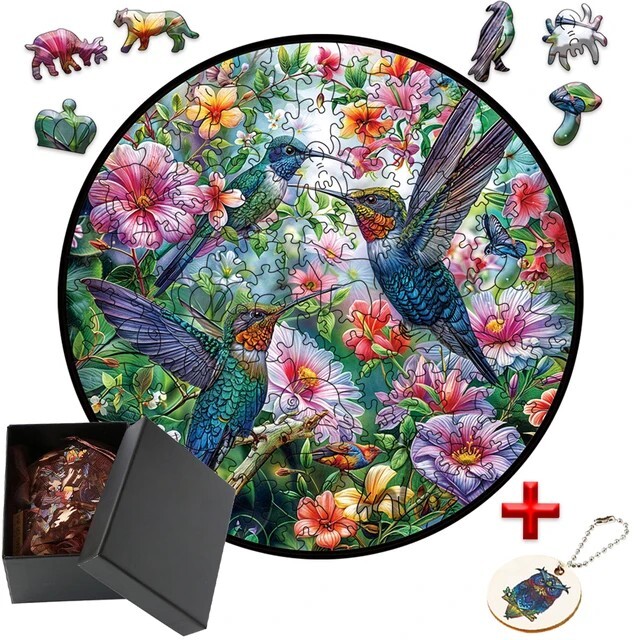 Birds Garden Wooden Jigsaw Puzzle + Free Gift
