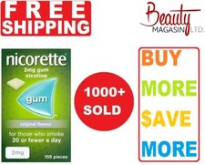 Nicorette Nicotine Gum 2Mg ORIGINAL Flavour 105pieces - FREE SHIPPING TO USA