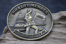 NRA LIFE MEMBER BELT BUCKLE BRASS by JADCO,THE RIGHT TO KEEP AND BEAR ARMS C31 