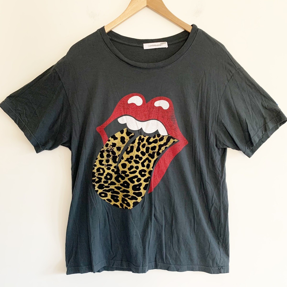 The Rolling Stones Cheetah Tongue Graphic Gray Tee Shirt OS | eBay
