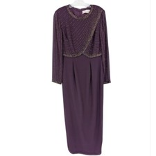 Cameron Blake by Mon Cheri Formal Dress Beaded Mother of the Bride Purple SZ 6