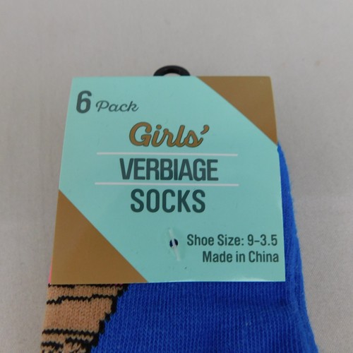 6 Pair Girl's Verbiage Socks Shoe Size 9-3.5, Food Themed Tacos Donut Latte #951 - Picture 2 of 5