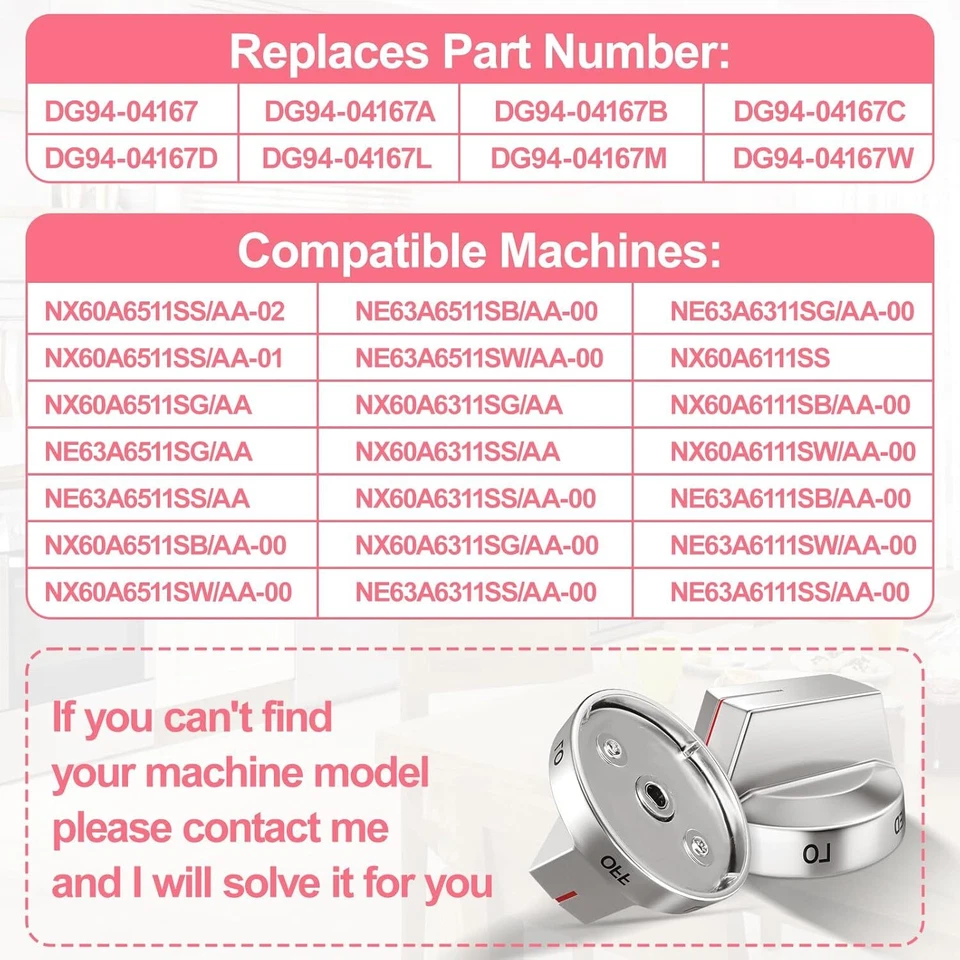 Nuevo 5 PIEZAS DG94-04167 Perillas de Estufa de Gas Compatible con Samsung NX60A6511SS/AA-01 Foto 4 de 4