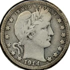 1914-D Barber Quarter 25c Fine VG++ Condition * Old Cleaning * 1914D ALL LETTERS
